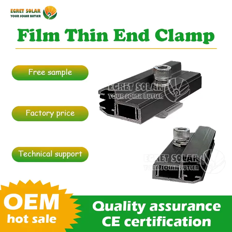 Black Solar End Clamp For Thin Film Panel