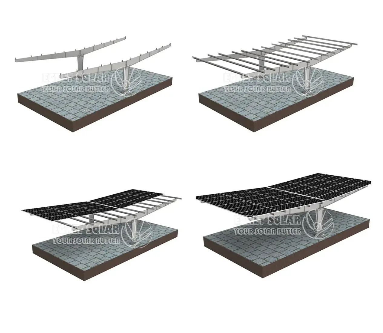 Y Type Single Post Solar Carport Mounting System